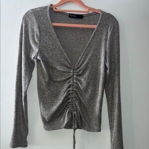 Gray Ruched Knit Top